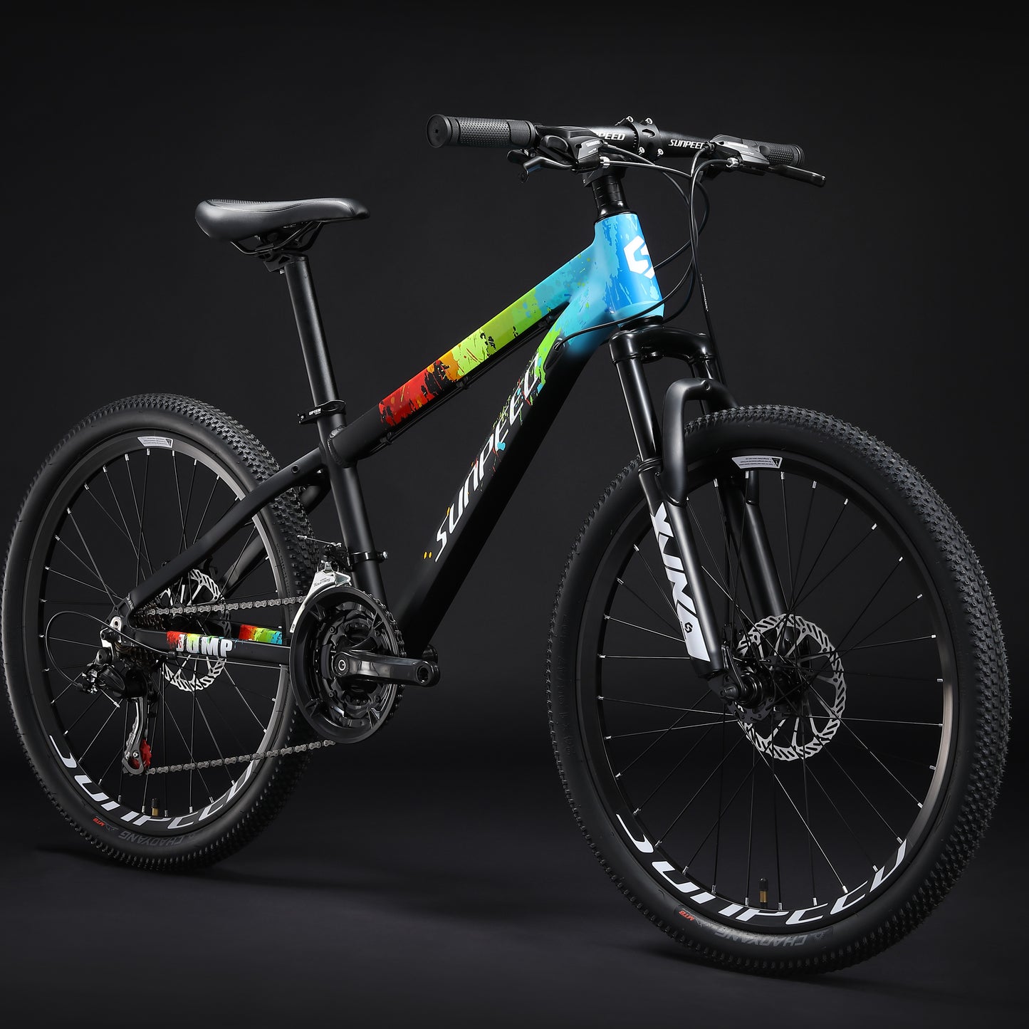 SUNPEED JUMP 24" Wheels 21-speed Mountain Bike | Black & Silver