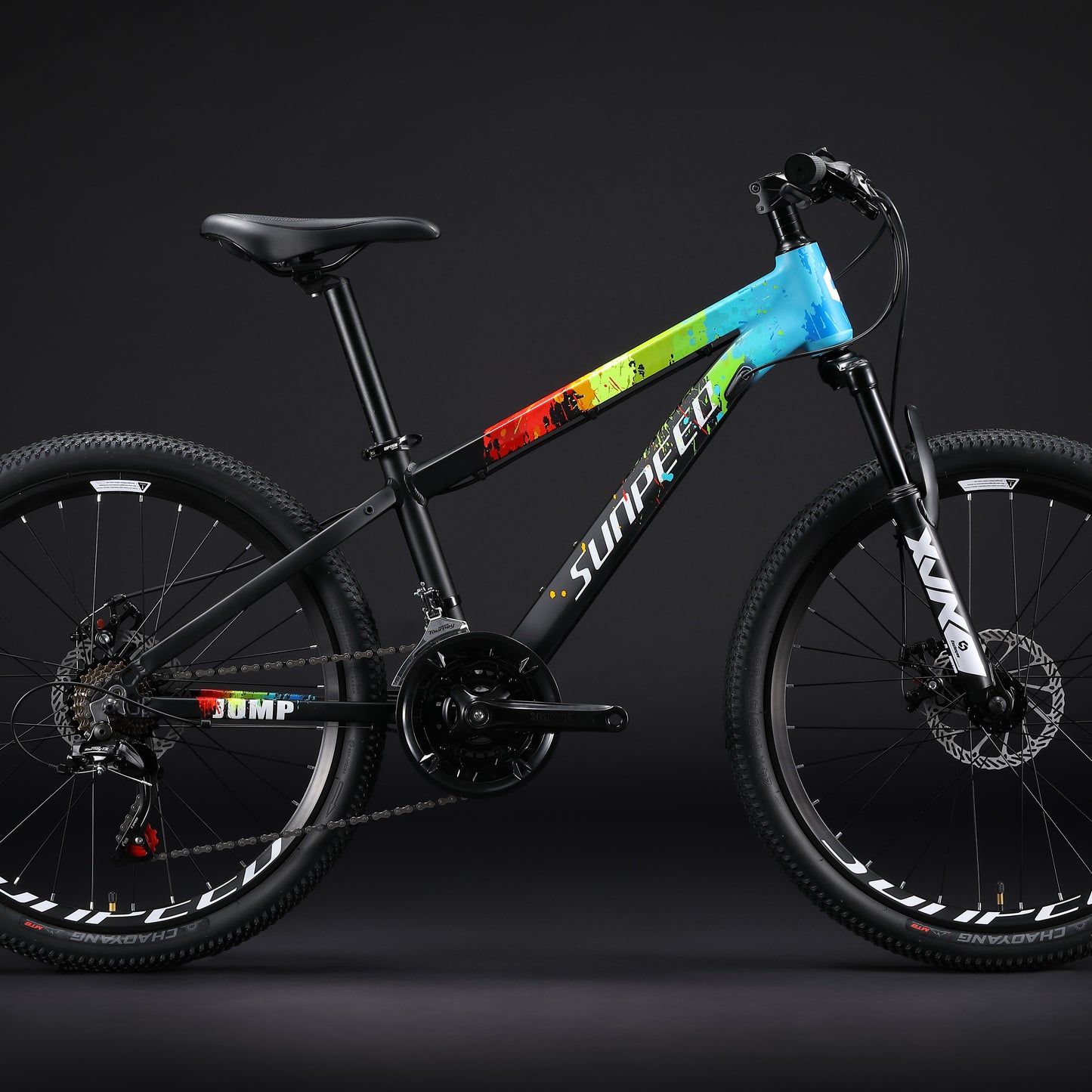 SUNPEED JUMP 24" Wheels 21-speed Mountain Bike | Black & Silver