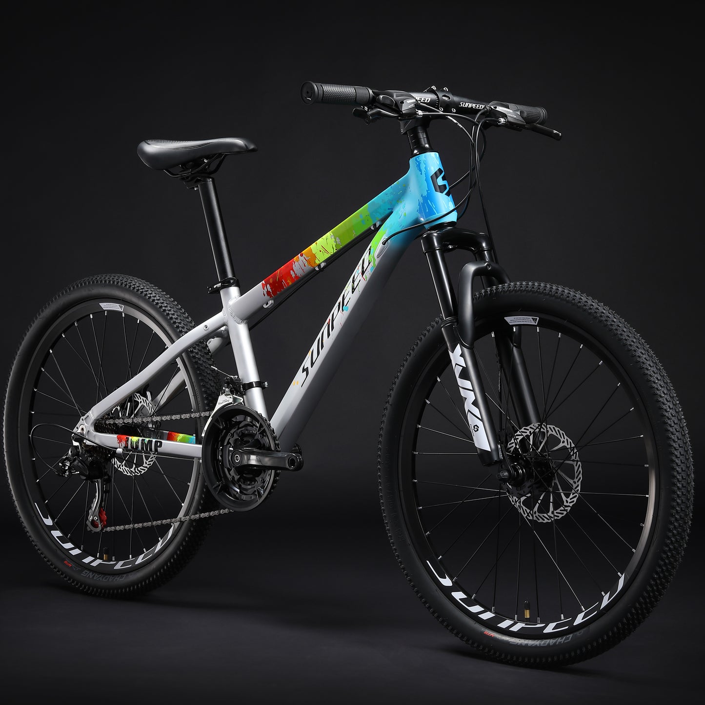 SUNPEED JUMP 24" Wheels 21-speed Mountain Bike | Black & Silver